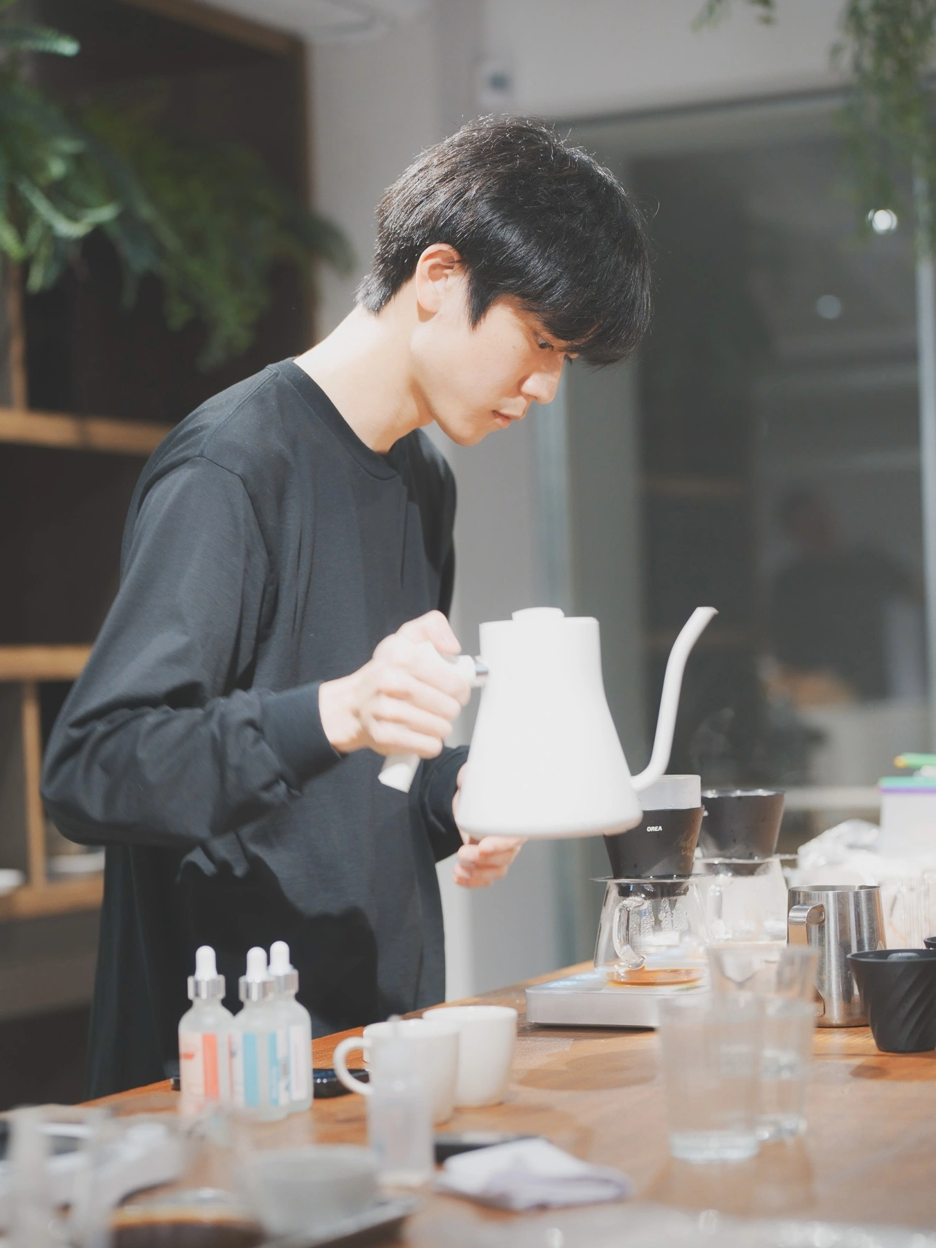 Brewing coffee at the Taipei pop-up event in January 2025.